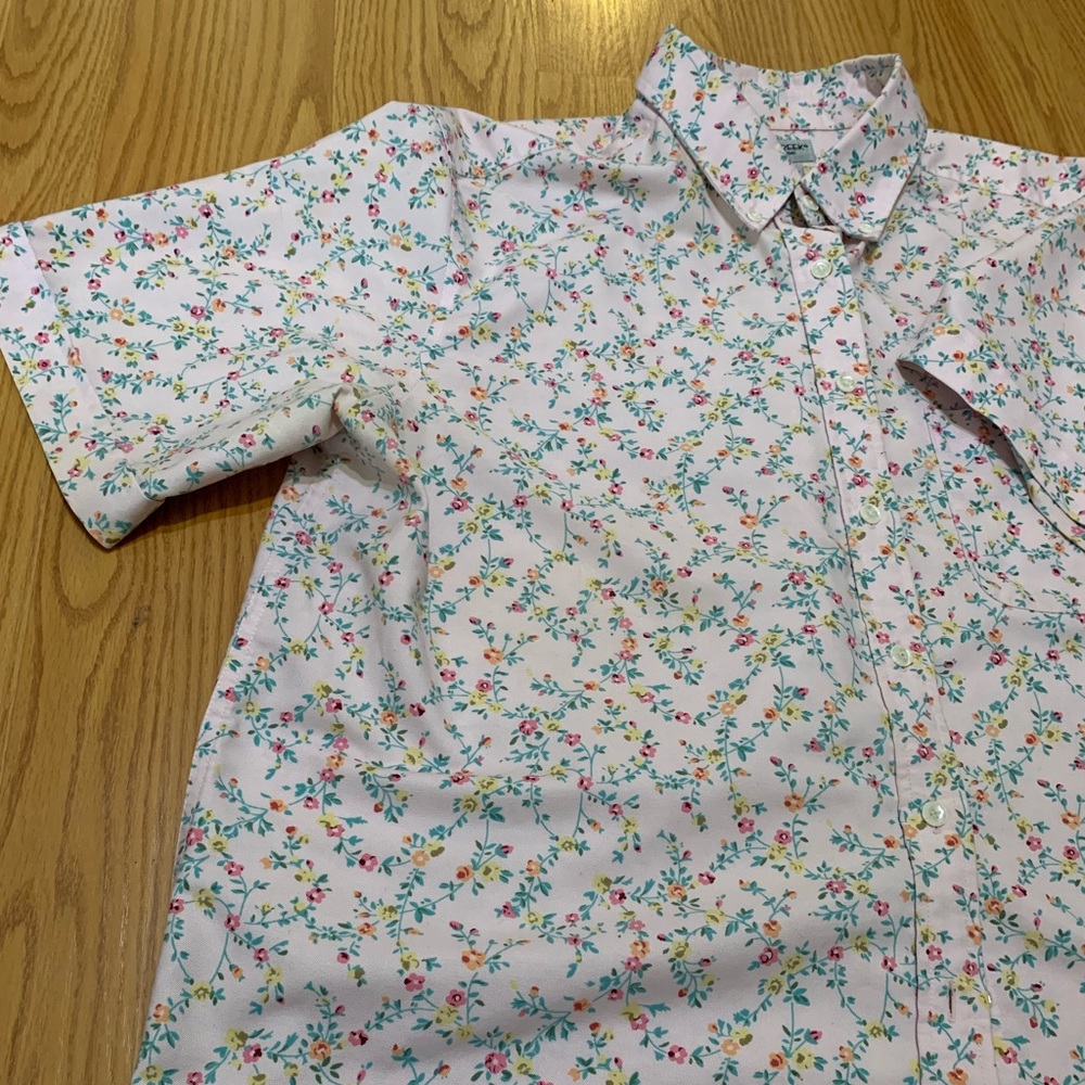 Wrinkle free button down floral top